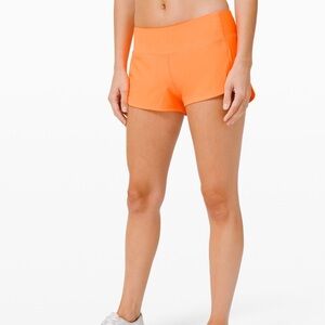 Lululemon Speed Up Short Highlighter Orange Lined Women’s Sz 4 Running Athletic